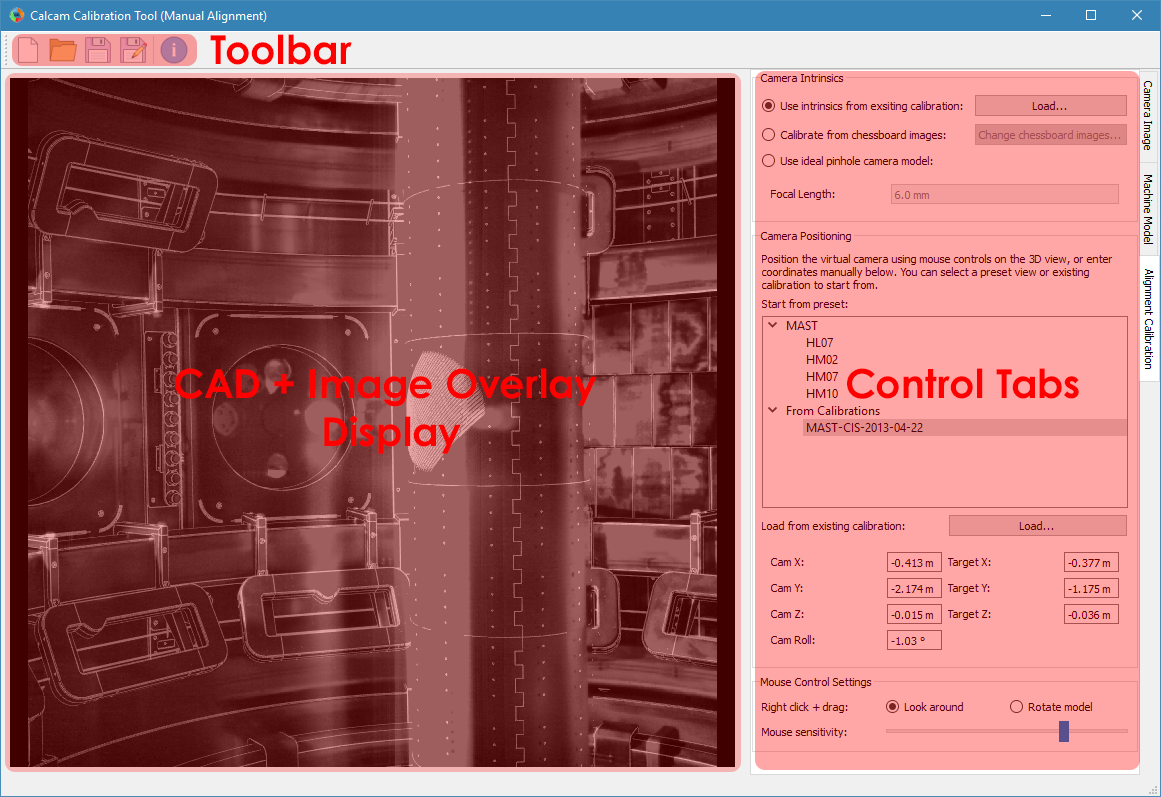 Calibration tool screenshot