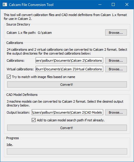 Calcam 1.x file converter screenshot