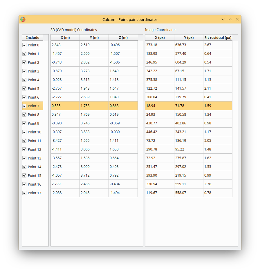 Calibration tool screenshot