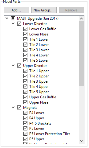 Grouped CAD model parts