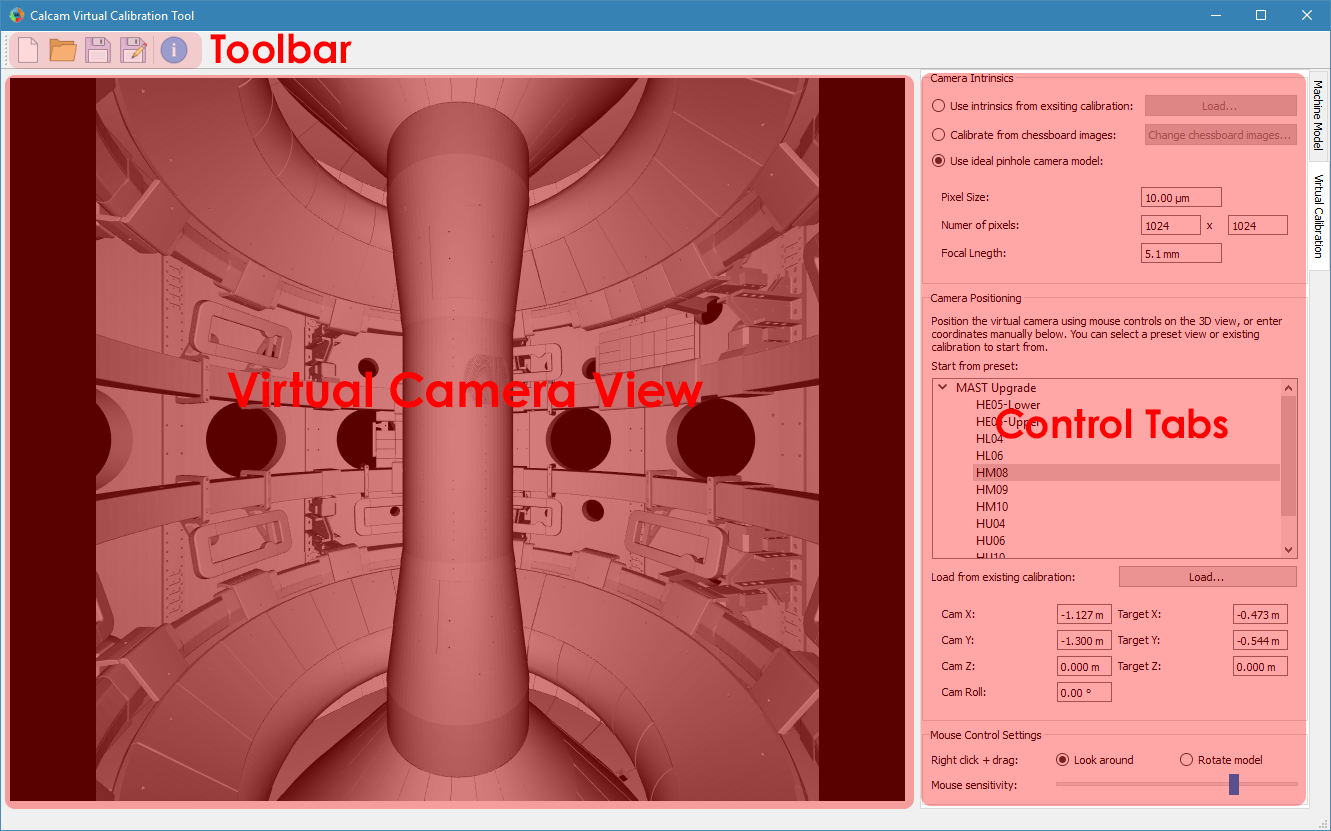 Calibration tool screenshot
